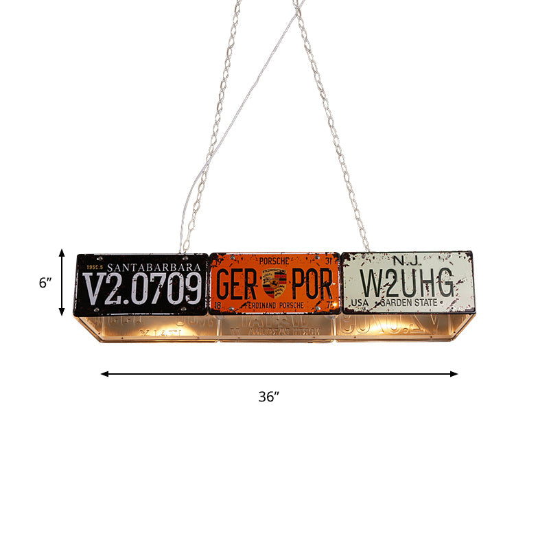 Retro Industrial Metal Pendant Light - 5 Bulbs Rectangle Shape Ideal For Dining Table