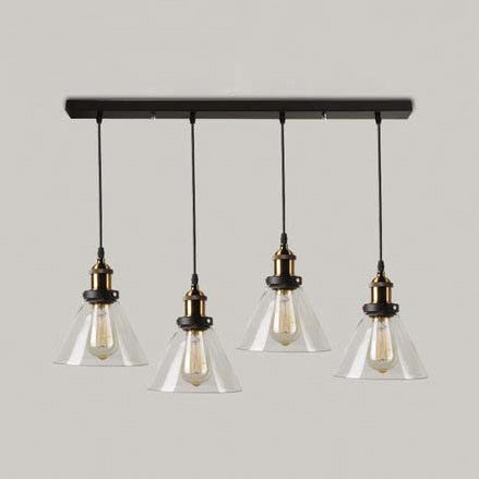 Vintage Cone Clear Glass Multi-Pendant Light Fixture - 3/4/5-Light Option Elegant Black Finish 4 /