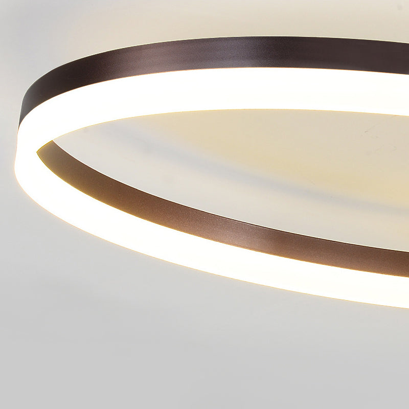 Loop Bedroom Led Flush Ceiling Lamp - Minimalist Brown Semi Mount In Warm/White/Natural Light