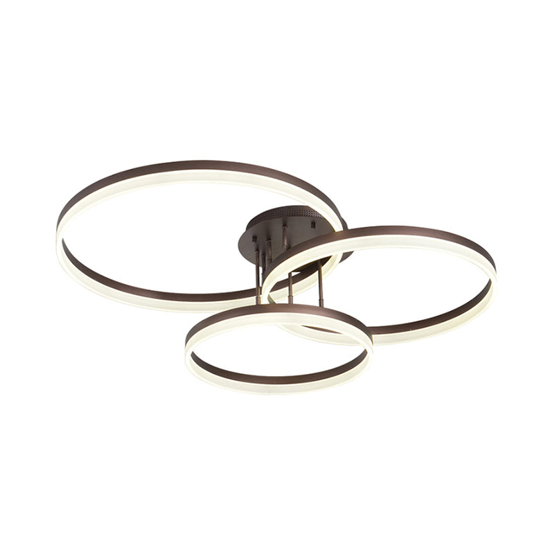 Modern LED Acrylic Ceiling Light Fixture - Brown Semi Flush Mount Lamp in 3 Widths & 3 Light Tones