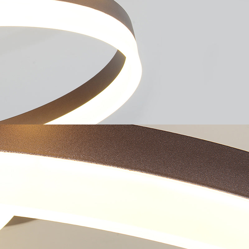 Modern LED Acrylic Ceiling Light Fixture - Brown Semi Flush Mount Lamp in 3 Widths & 3 Light Tones