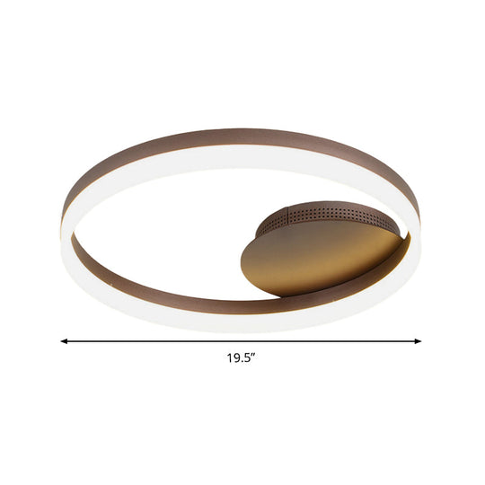 Sleek Acrylic Led Semi Flush Light: Circle Design For Coffee Ceiling Warm/White/Natural Light