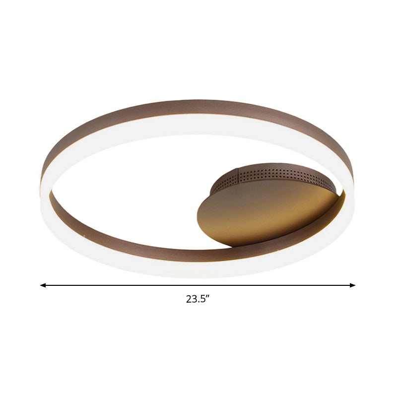 Sleek Acrylic Led Semi Flush Light: Circle Design For Coffee Ceiling Warm/White/Natural Light