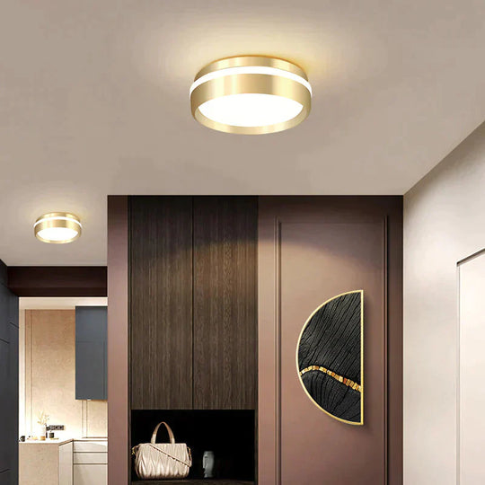 Modern Minimalist Gateway Round Gold Led Small Ceiling Lamp