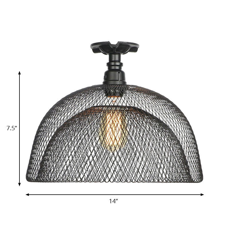 Sleek Metal Ceiling Mounted Light - Stylish Industrial Semi Flush Light with Mesh Screen