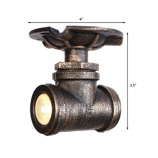 Rustic Industrial Antique Brass Water Pipe Ceiling Light with 1 Metal Semi Flush Mount - Perfect for Hallways