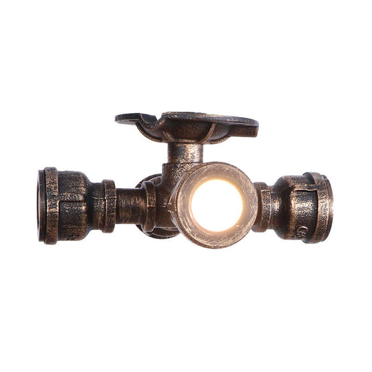 Industrial Rustic Semi-Flush Balcony Light - 4 Wrought Iron Lights - Aged Bronze Ceiling Fixture