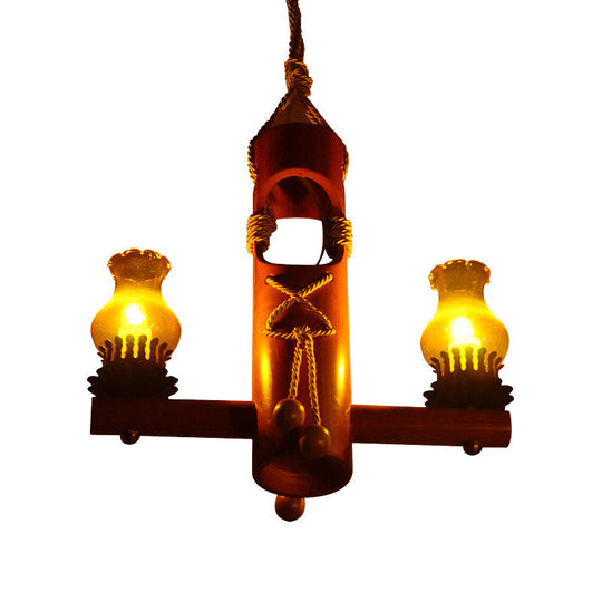 Retro Black Yellow Glass Pendant Lighting For Bar Bistro - 3-Light Kerosene Island Light