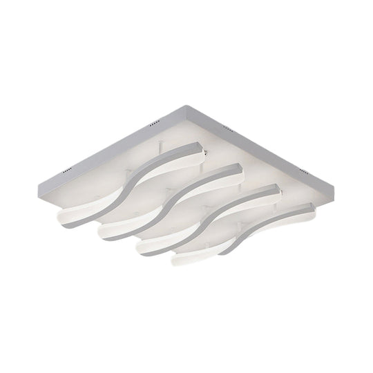 Modern Acrylic Led Flushmount Lighting - Wavy Design 21.5/26 Wide Ceiling Flush Light For Living