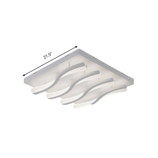 Modern Acrylic Led Flushmount Lighting - Wavy Design 21.5/26 Wide Ceiling Flush Light For Living