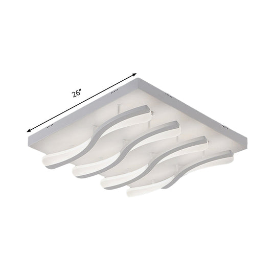 Modern Acrylic Led Flushmount Lighting - Wavy Design 21.5/26 Wide Ceiling Flush Light For Living