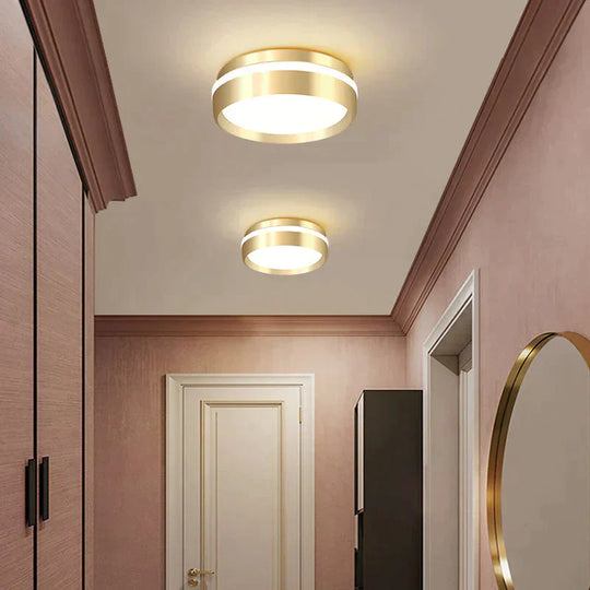 Modern Minimalist Gateway Round Gold Led Small Ceiling Lamp