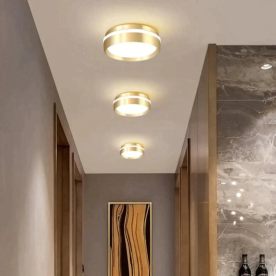 Modern Minimalist Gateway Round Gold Led Small Ceiling Lamp