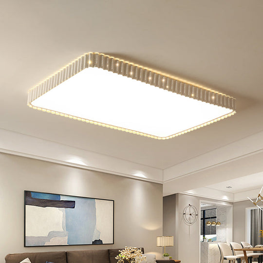 Contemporary Flush Mount Led Lamp - White/Gold Rectangular Ceiling Light Acrylic Shade Warm/White