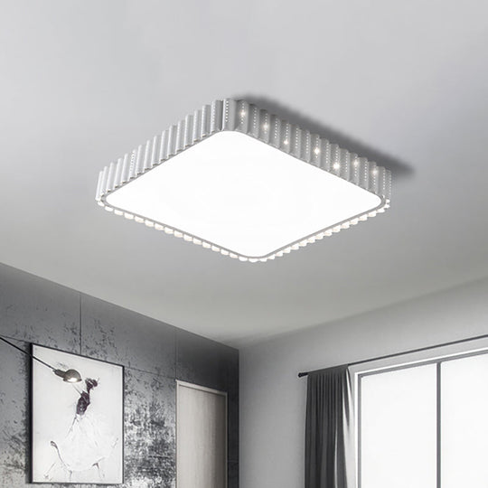 Contemporary Flush Mount Led Lamp - White/Gold Rectangular Ceiling Light Acrylic Shade Warm/White