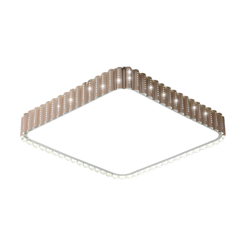 Contemporary Flush Mount LED Lamp - White/Gold Rectangular Ceiling Light, Acrylic Shade, Warm/White Light, 19"/37.5" W