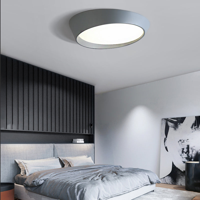 Nordic LED Round Ceiling Light Fixture - Acrylic Flush Mount Lamp for Bedroom in White/Grey/Green - 16"/19.5" Dia