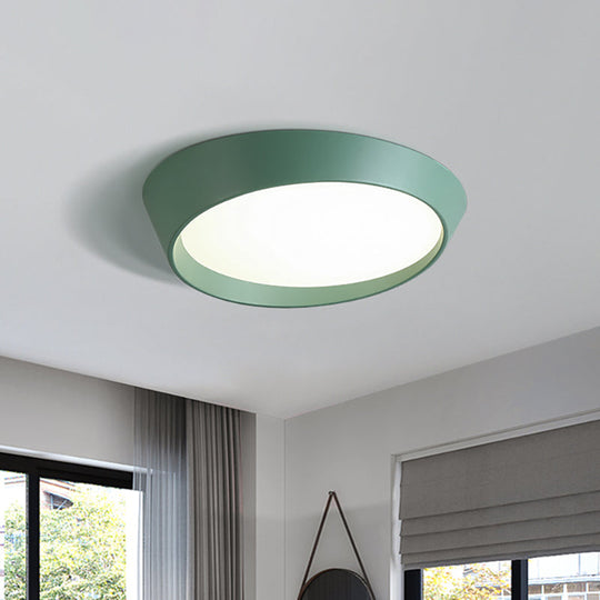 Nordic LED Round Ceiling Light Fixture - Acrylic Flush Mount Lamp for Bedroom in White/Grey/Green - 16"/19.5" Dia