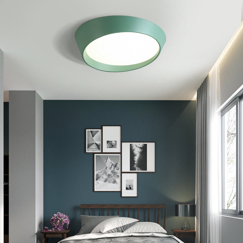 Nordic LED Round Ceiling Light Fixture - Acrylic Flush Mount Lamp for Bedroom in White/Grey/Green - 16"/19.5" Dia