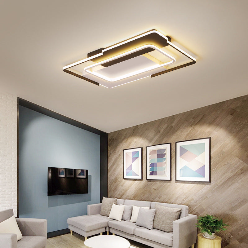 Modern Rectangular Flush Mount Led Ceiling Light In White/Warm - 35.5/43 Wide Ideal For Living Room