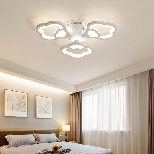 LED Flower Acrylic Ceiling Flush Light - 12 Head White Fixture with Warm/White Light, Perfect for Bedroom