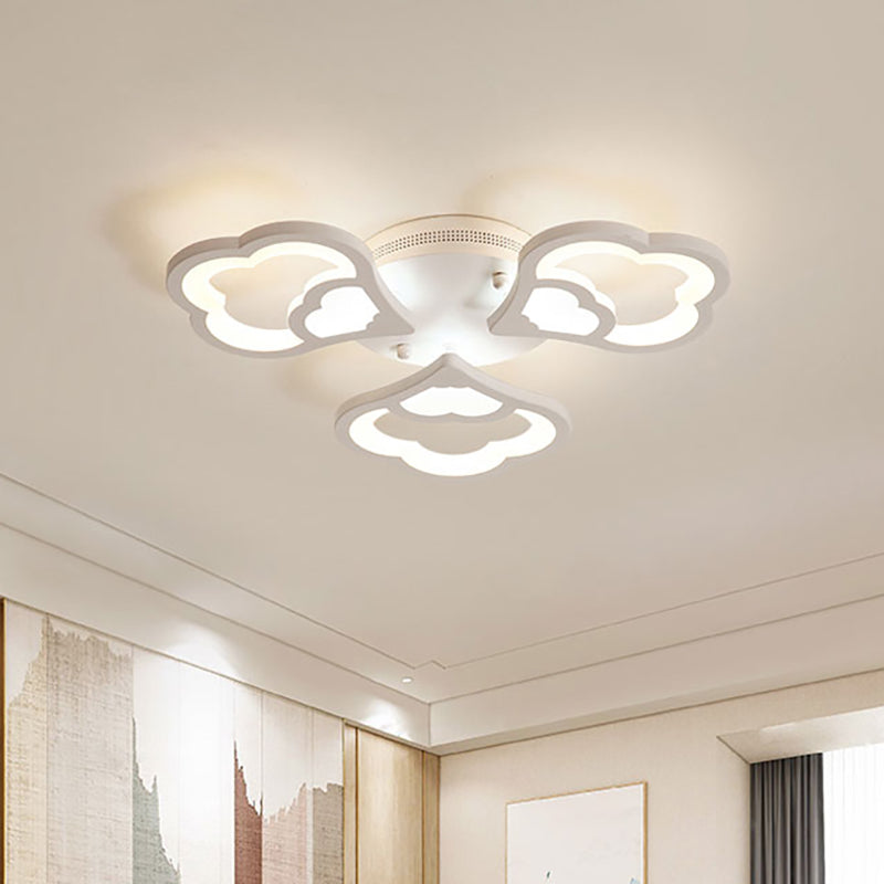 LED Flower Acrylic Ceiling Flush Light - 12 Head White Fixture with Warm/White Light, Perfect for Bedroom