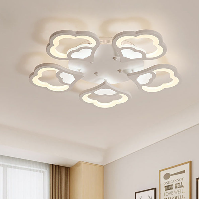 LED Flower Acrylic Ceiling Flush Light - 12 Head White Fixture with Warm/White Light, Perfect for Bedroom