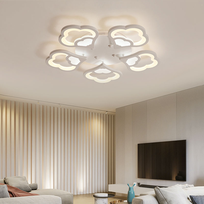 LED Flower Acrylic Ceiling Flush Light - 12 Head White Fixture with Warm/White Light, Perfect for Bedroom