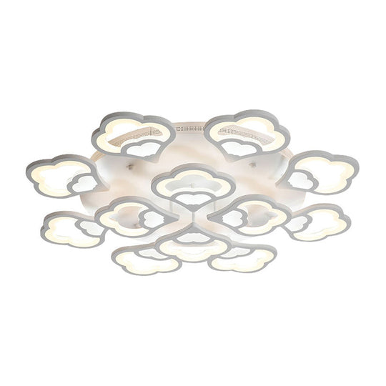 LED Flower Acrylic Ceiling Flush Light - 12 Head White Fixture with Warm/White Light, Perfect for Bedroom