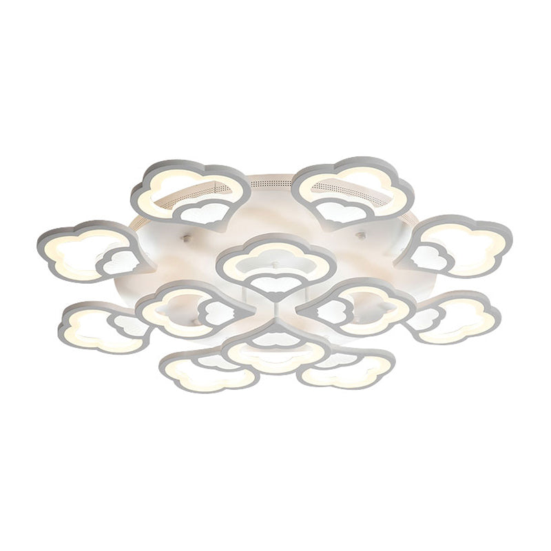 Led Flower Acrylic Ceiling Flush Light - 12 Head White Fixture With Warm/White Perfect For Bedroom