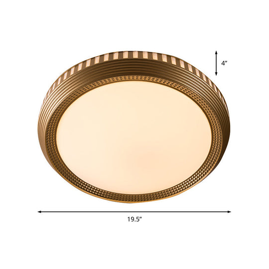 Modern Gold Flush Ceiling Light For Bedroom - Round Acrylic Shade White/Warm