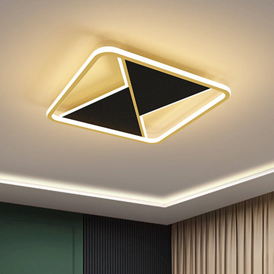 Square Flush Mount Metal Led Ceiling Light Fixture In Gold 16/19.5 Wide - Simplicity Combined For