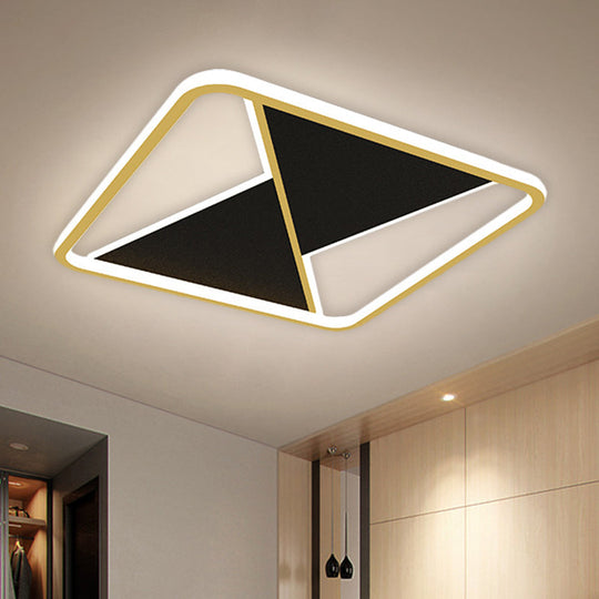 Square Flush Mount Metal Led Ceiling Light Fixture In Gold 16/19.5 Wide - Simplicity Combined For