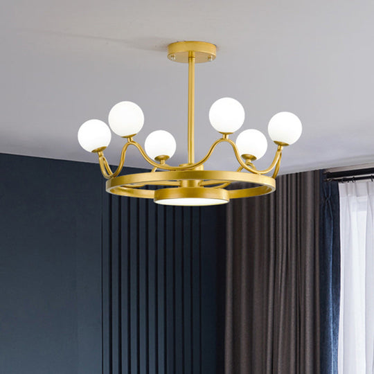 Modern Gold Linear Metal Chandelier, 6-Head Nursery Room Light Fixture