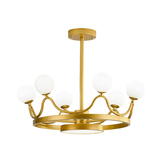 Modern Gold Linear Metal Chandelier, 6-Head Nursery Room Light Fixture