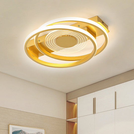 Minimalist Metallic Dual Ring LED Gold Flush Mount Ceiling Lamp - 16.5"/20.5" Wide - Warm/White Light