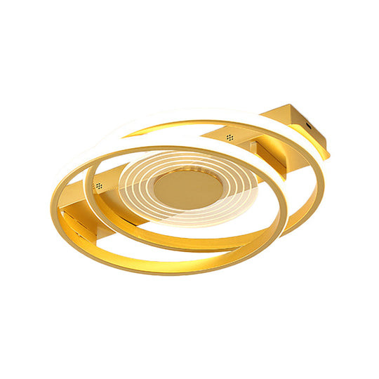 Minimalist Metallic Dual Ring LED Gold Flush Mount Ceiling Lamp - 16.5"/20.5" Wide - Warm/White Light