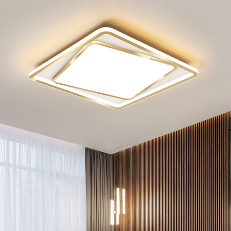 Minimalistic Metal Gold Flush Mount Lamp - 16.5"/20.5" Wide LED Ceiling Lighting (Customizable - 7-day Delivery)