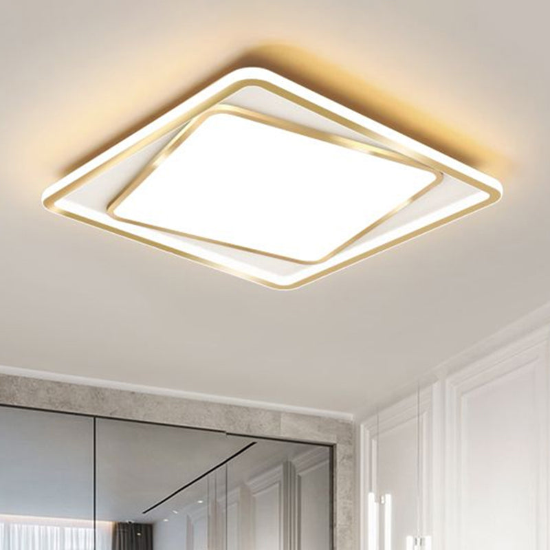 Minimalistic Metal Gold Flush Mount Lamp - 16.5"/20.5" Wide LED Ceiling Lighting (Customizable - 7-day Delivery)