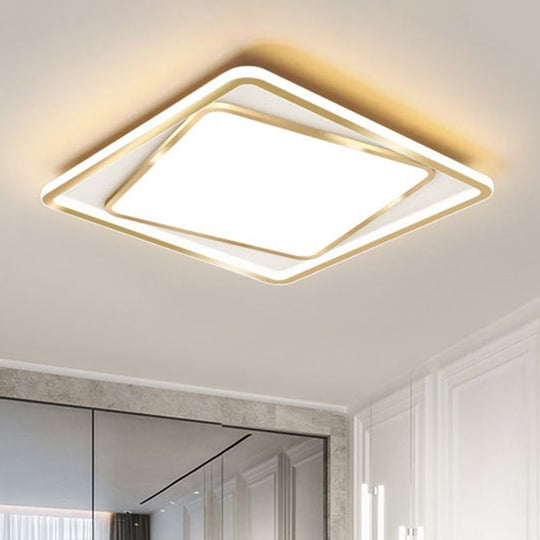 Minimalistic Metal Gold Flush Mount Lamp - 16.5"/20.5" Wide LED Ceiling Lighting (Customizable - 7-day Delivery)