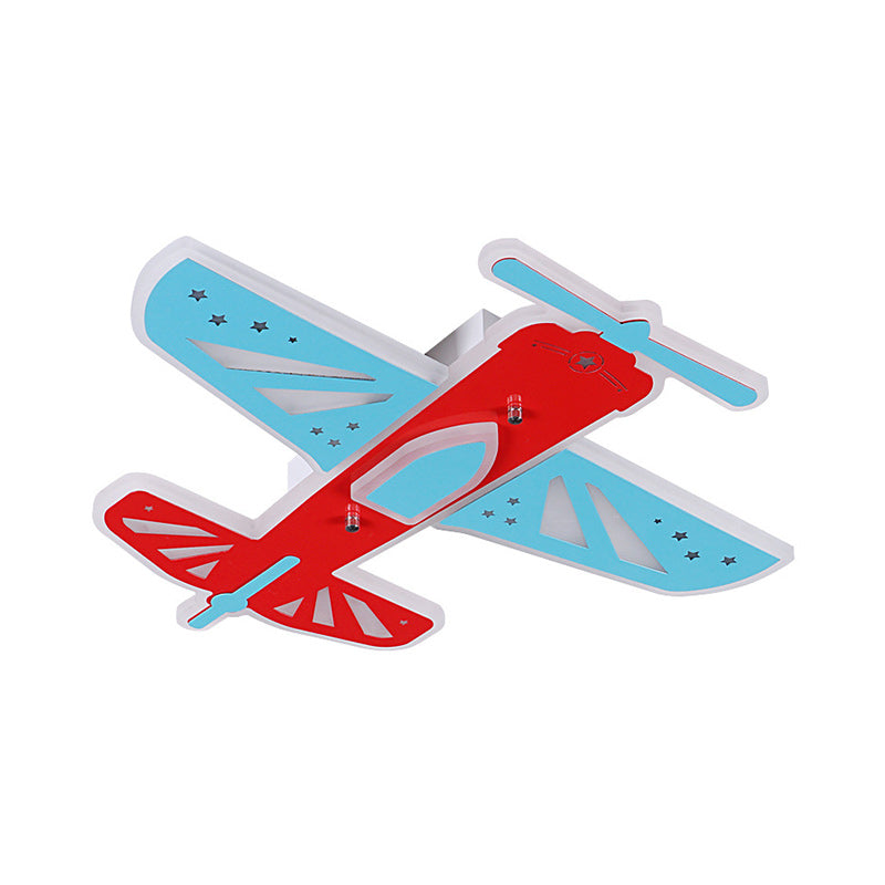 Acrylic LED Plane Shape Flush Ceiling Light for Boy's Room in Red and Blue