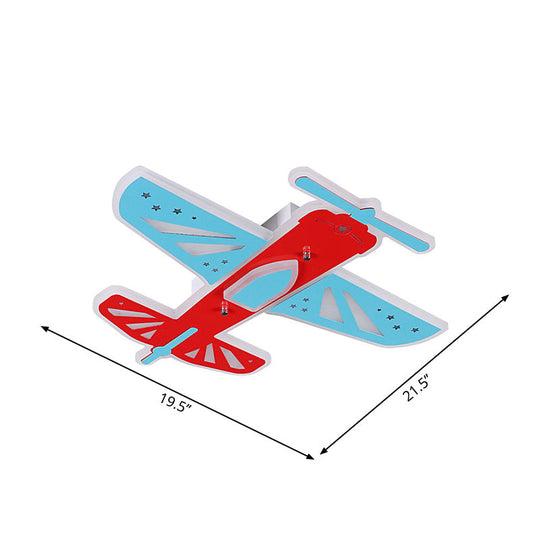 Acrylic LED Plane Shape Flush Ceiling Light for Boy's Room in Red and Blue