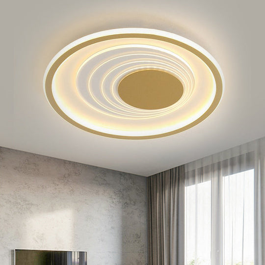 Minimalist Black/Gold Metal Flush Lamp - LED Ceiling Light in Warm/White - 16"/19.5" Width