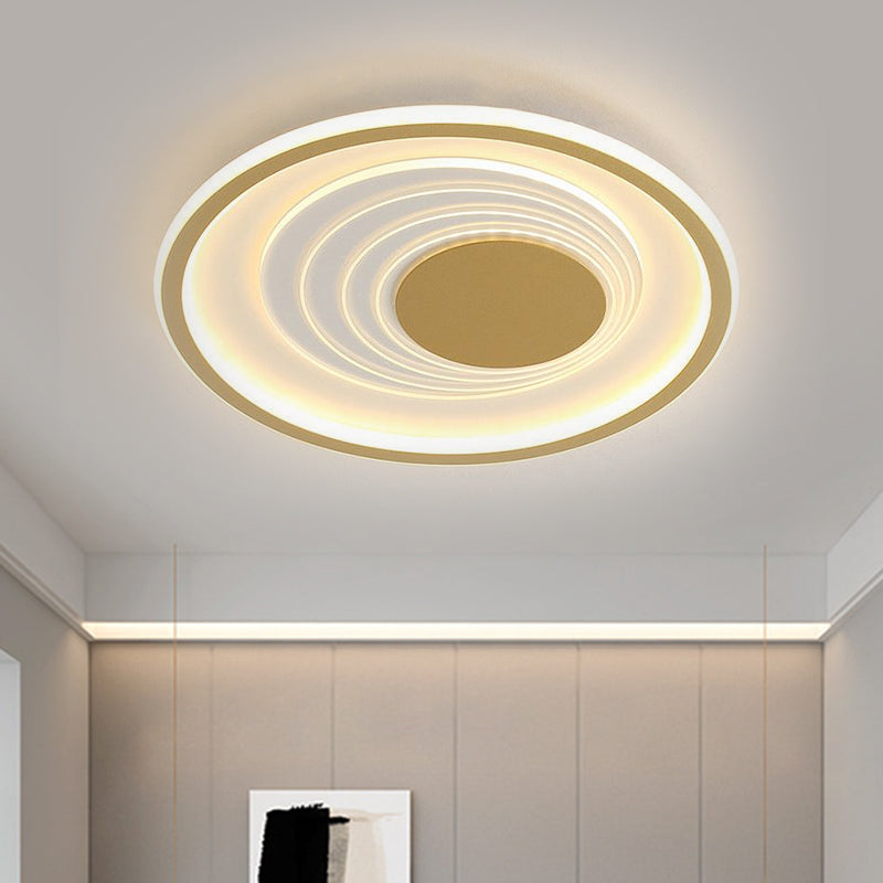 Minimalist Black/Gold Metal Flush Lamp - LED Ceiling Light in Warm/White - 16"/19.5" Width