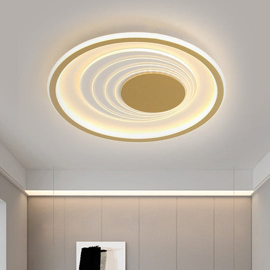 Minimalist Black/Gold Metal Flush Lamp - Led Ceiling Light In Warm/White 16/19.5 Width