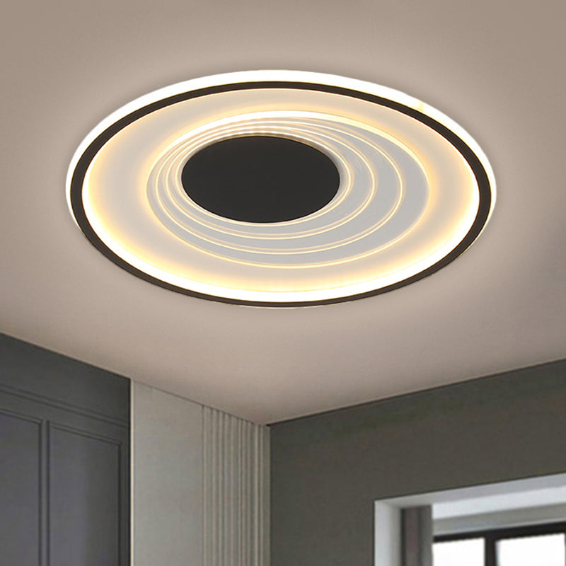 Minimalist Black/Gold Metal Flush Lamp - LED Ceiling Light in Warm/White - 16"/19.5" Width