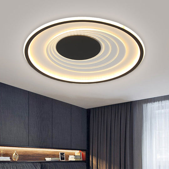 Minimalist Black/Gold Metal Flush Lamp - LED Ceiling Light in Warm/White - 16"/19.5" Width