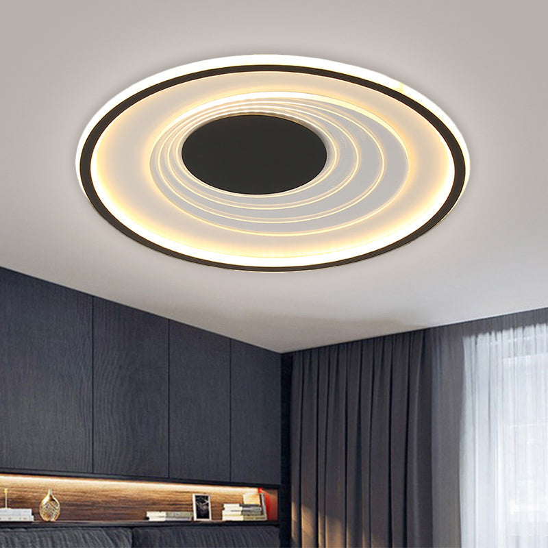 Minimalist Black/Gold Metal Flush Lamp - Led Ceiling Light In Warm/White 16/19.5 Width