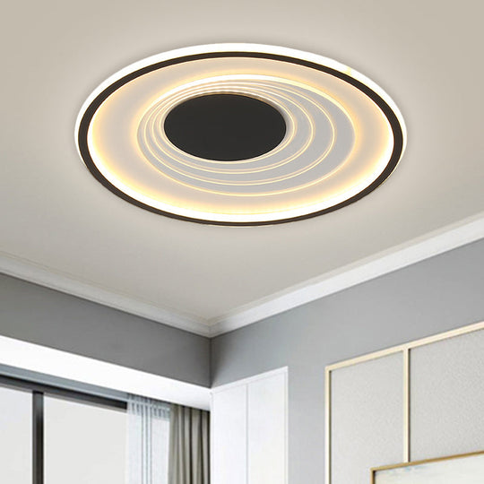 Minimalist Black/Gold Metal Flush Lamp - LED Ceiling Light in Warm/White - 16"/19.5" Width