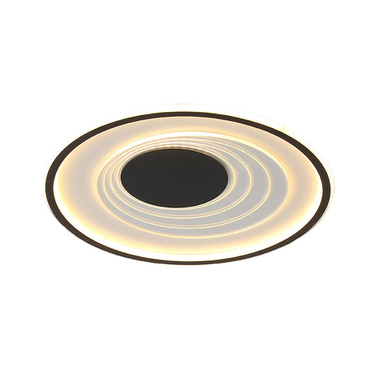 Minimalist Black/Gold Metal Flush Lamp - LED Ceiling Light in Warm/White - 16"/19.5" Width